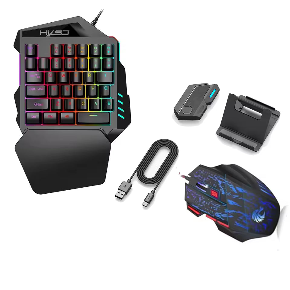 PUBG gaming keyboard och gamingmus med bluetooth converter